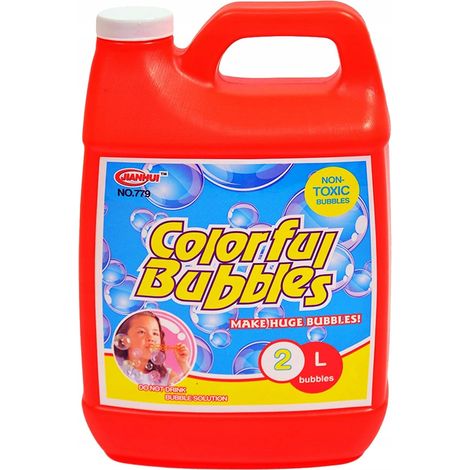 Liquido per bolle di sapone, tanica da 2 litri, colorato, resistente, ricarica per bolle di sapone (1/5)