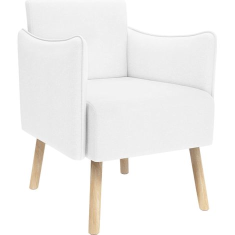 Chaise d'appoint Blanc Tissu vidaXL (1/5)