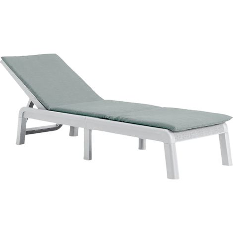 Keter Mallorca Sonnenliege / Gartenliege – weiß – inkl. grünem Kissen (1/5)