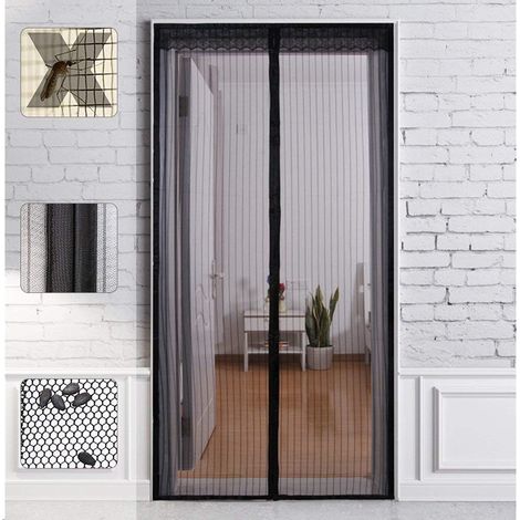 Moustiquaire de porte magnétique moustiquaire Rideau de porte magnétique noir 90 X 210 cm
