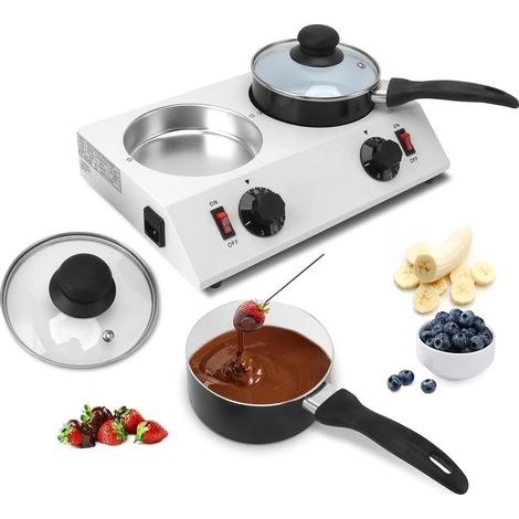 Fondoir à Chocolat Électrique 2 Réservoirs, 80W, Machine à Fondre le Chocolat avec Commande Manuelle (1/5)