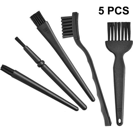 Brosse en nylon et ensemble de 5 brosses antistatiques pour le nettoyage de circuits imprimés, de composants électroniques, d'ordinateurs, de claviers et de sols conducteurs. (1/4)