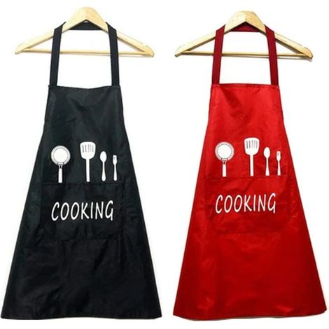 MINKUROW 2 Pack Delantales, Delantal De Cocina Impermeable Con Bolsillos, Delantal De Cocina Ajustable, Delantal De Barbacoa, Delantal Con Babero, Café, Restaurante, Delantal De Cocina Para Mujeres Ho (1/5)
