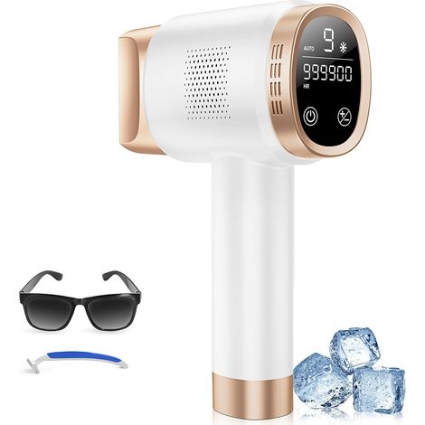 Épilateur Lumière Pulsée 21J avec Système de Refroidissement à 8 °C, 9 Niveaux et Lumière Rouge 600 nm, Écran Tactile LCD, Épilation Laser pour Visage, Bras, Maillot, Femmes et Hommes, Blanc (1/5)