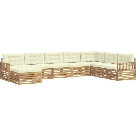 Outdoor-Sofagarnitur 8 stk. Weiß und Creme Massivholz Akazie vidaXL (1/5)