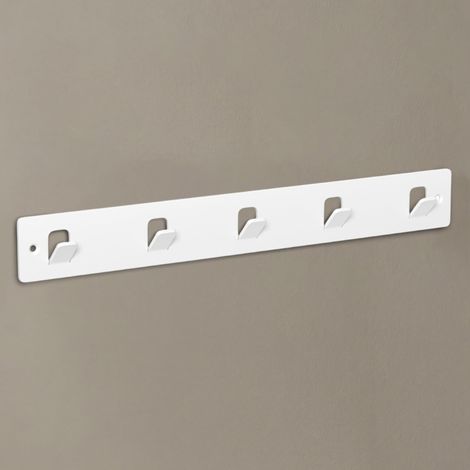 doporro Appendiabiti da Parete con 5 Ganci, Attaccapanni da Muro in Metallo, Strato Antiruggine, Ganci Appendiabiti per Camera da Letto, Ingresso, Cucina, Bagno, Bianco, Stalo-14 (1/5)