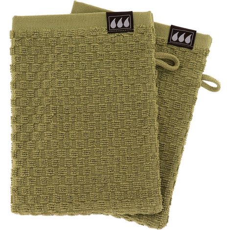 Set di 2 flanelle 15x21cm 100% cotone a scacchiera - verde oliva - Tendance