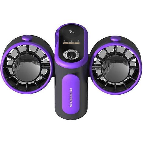 Ventilateur Turbojet à double tête avec batterie externe et lumière, idéal pour le camping, les voyages et le travail en extérieur, gris et (1/5)