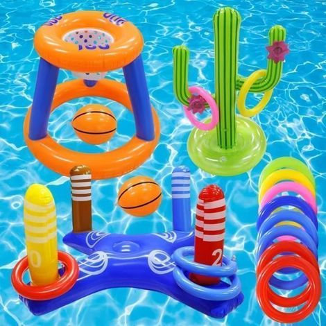 Jouets Gonflables pour Piscine - Cerceau de Basket-Ball et Jeu de Lancer de Bouées pour Enfant et Adulte - Jeux d'Été Amusant (1/4)