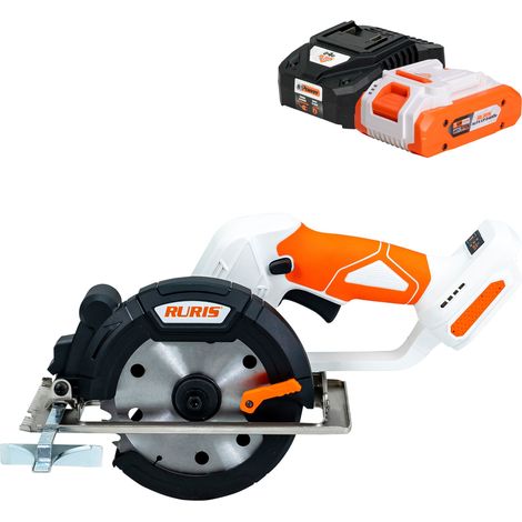 Scie circulaire sans fil 20V – Moteur brushless 6800 tr/min – Disque 140 mm – Profondeur et angle de coupe réglables – Kit avec batterie 4Ah et chargeur – Ruris (1/5)