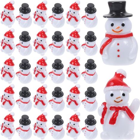 Figurines Miniatures de Bonhommes de Neige Noël 40 Pièces Décorations Miniatures pour Village de Noël Accessoires DIY pour Décorations Festives (1/5)
