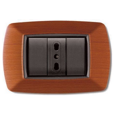 PLACCA COPRINTERRUTTORE LEGNO SCURO 'MYLIFE' 3 moduli