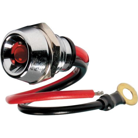 Spia a Led, in ottone cromato - 12/24V - Rosso - 15A (1/3)