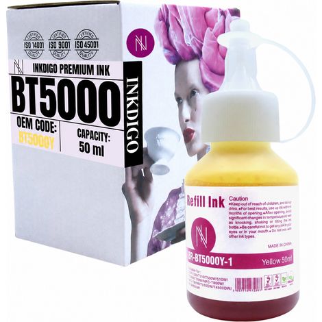Inchiostro Inkdigo BT5000Y compatibile con Brother DCP-T300 MFC-T800W DCP-T510W, certificato TÜV. (1/5)