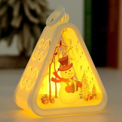 Christmas lantern, decorative Christmas lantern, flameless Christmas candle, vintage Christmas lantern with LED lights, for Christmas gifts and decorations (white snowman) (1/5)