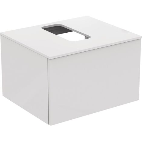 Ideal Standard Meuble sous-lavabo Adapto pour lavabos Strada II, découpe centrale, 1 tiroir, 600mm, Coloris: Laque brillante blanche - U8594WG