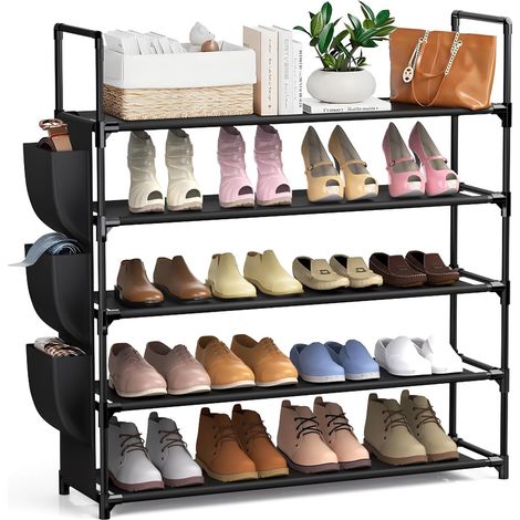 Rack Chaussures 5 Niveaux 20-25 Paires Poche Latérale (1/5)