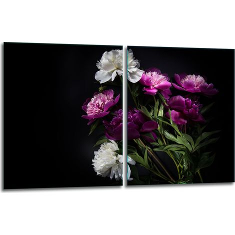 2 plaques de protection en verre pour cuisinière 40x52 fleurs (1/5)