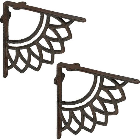 Soportes para estantes, diseño de mandala, hierro fundido, juego de 2