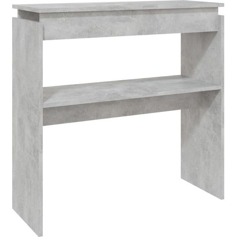 Table console d'entrée fonctionnel et stylé avec étagères 80 x 30 x 80 cm aggloméré couleur gris béton DEC032017