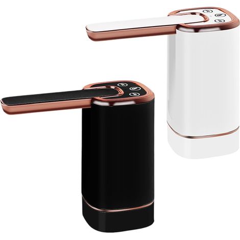 Pompa per bottiglia d'acqua da 2 pezzi, erogatore elettrico, beccuccio Smart Touch, silenzioso, ricaricabile, comodo, per uso interno ed esterno in casa e in ufficio (nero+bianco) (1/5)