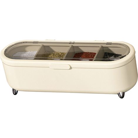 Gewürzbox für die Küche, 4-teiliger Behälter mit Sichtfenster für Gewürze, Salz, Zucker, Sahne, integriertes Design. (1/5)
