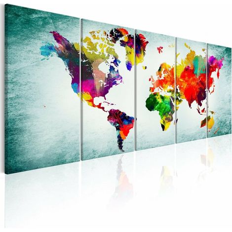Tableau carte du monde vignette verte - 225 x 90 cm (1/4)