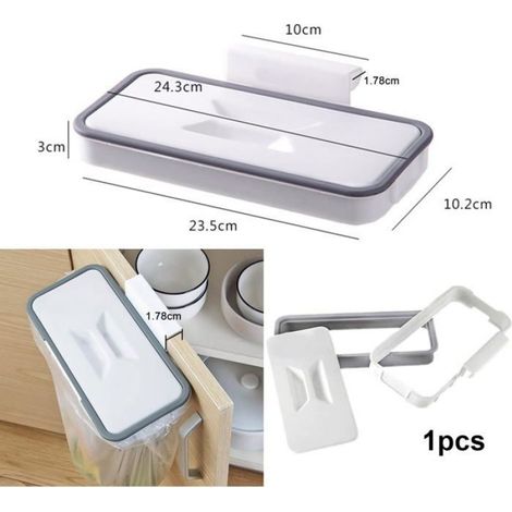 Support pour sac poubelle avec clip de fixation pour tiroir/porte/meuble, idéal pour camping-car, voyages, maison, cuisine (1/5)