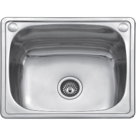 Évier 1 bac en acier inoxydable CASSIE avec bonde et siphon 60x50 cm (1/2)