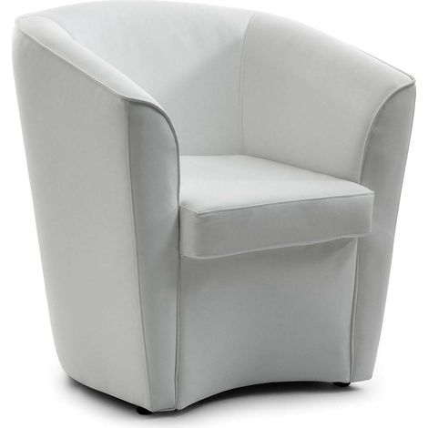 Talamo Italia - Poltrona Artello, Poltrona da salotto, 100% Made in Italy, Poltroncina relax in ecopelle, Cm 70x60h74, Bianco