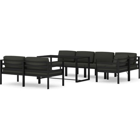 vidaXL Gartenmöbel 8-teilig mit Kissen Aluminium Anthrazit