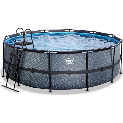EXIT Stone pool 14ft x 48in with sand filter pump - grey