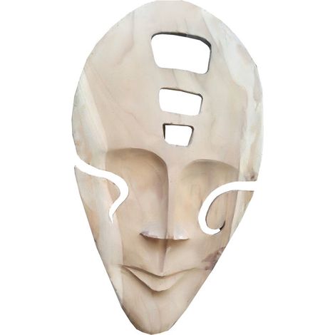 Teakholz Maske Skulptur ca. 20 x 38 x 5 cm Holzmaske (1/3)