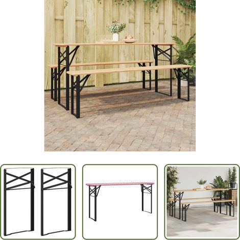vidaXL Mobilier extérieur -  Pied de Table à Bière 2 pcs Noir 39 x 3 x 75 cm (1/5)