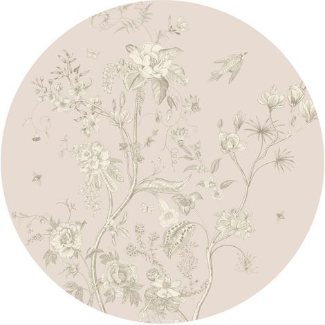 papier peint panoramique rond adhésif fleurs beige  - Sanders & Sanders (1/3)