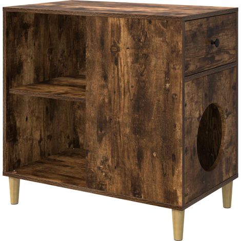 Maison pour chat Chêne fumé 72 x 42.5 x 70 cm Bois d'ingénierie (1/5)