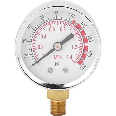 Manomètre radial professionnel TS Y50, 0-1.4 MPa/200 PSI, en acier inoxydable et cuivre, diamètre 52 mm, pour industrie et usage domestique (1/4)