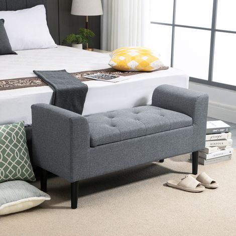 seduta contenitore 116x44x58 cm in poliestere grigio OKMYHOME (1/4)