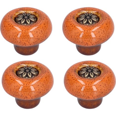 Ensemble de 4 poignées de porte rétro rondes à un trou pour chambre et salon, vert, motif léopard ancien, orange (1/5)