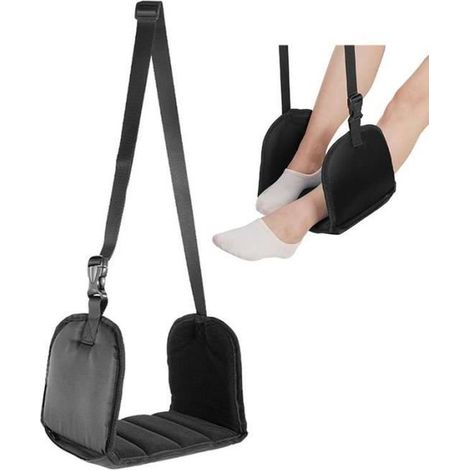 Repose-pieds hamac portable - Hamac - Voyage - Hauteur réglable 56 x 16 cm - Noir - 221g (1/4)