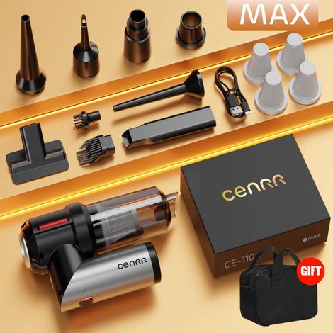 (MAX Black 4hepa) Mini aspirateur de voiture 998000PA, puissant, sans fil et portable, idéal pour la maison et comme souffleur portatif. (1/4)