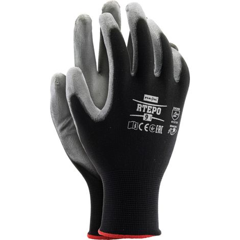 Arbeitshandschuhe PU Beschichtung grau/schwarz 9
