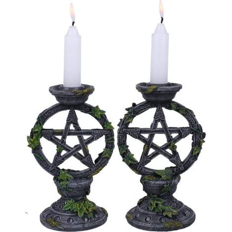 Pentagram - Ensemble de Deux bougeoirs de sorcières 15cm (1/4)