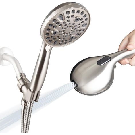Phantom Cables WI1-41S High Pressure Handheld Shower Head, 10-Setting Showerhead, 4.7”Detachable Showerhead Set with 5ft Hose, Adjustable Bracket (1/5)