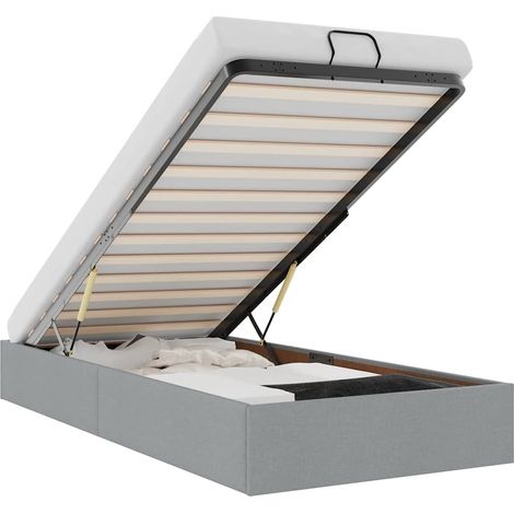 Estructura de cama otomana sin colchón tela gris claro 90x190cm vidaXL
