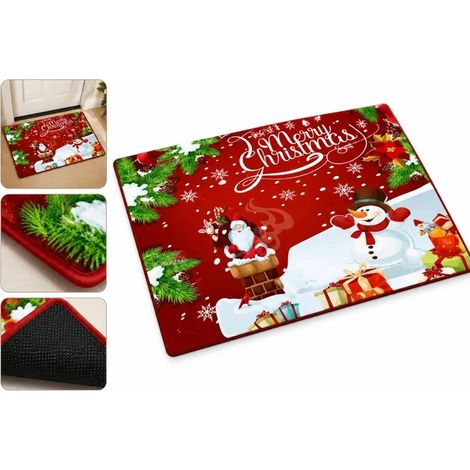 1 Pièce Paillasson Noël en Fibre de Polyester, 40×60 cm, Antidérapant Entrée Maison (1/5)