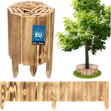 KOTARBAU® Bordure Jardin Exterieur Bois - 110 x 20 cm - Cloture Bois Jardin - Bois Brûlé - Palissade Flexible - Décoration Jardin (1/5)