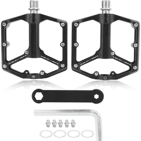 Stück verbreiterte, rutschfeste Fahrradpedale aus schwarzer Aluminiumlegierung für Mountainbikes mit Lagern (1/5)