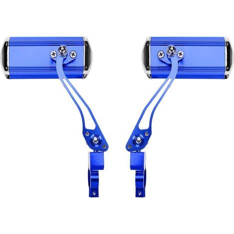 Specchietti retrovisori per manubrio di mountain bike (blu), moto, conversione bici, specchietti in alluminio, catarifrangenti di sicurezza -Crezuo