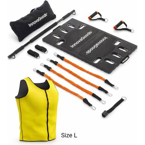 Pack sistema de entrenamiento portátil con guía de ejercicios y chaleco sauna hombre L InnovaGoods BANCO DE MUSCULACIÓN (1/5)